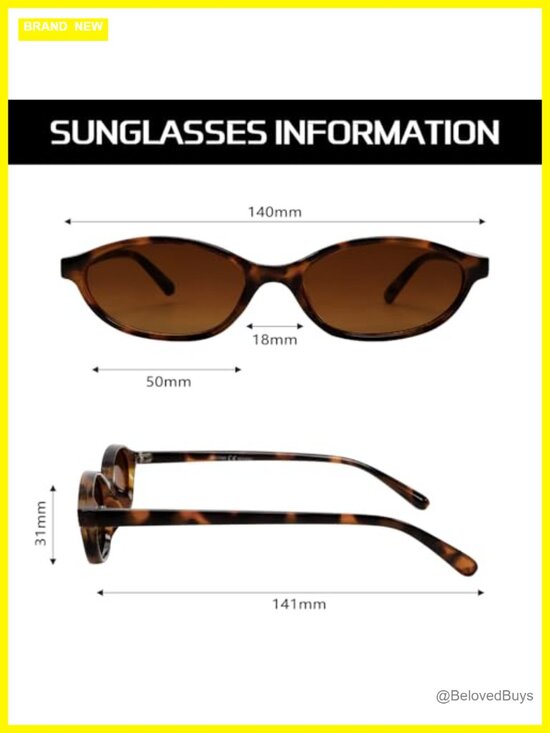 Retro Oval Sunglasses for Women 90s Cat Eye Lightweight Narrow UV Protection main image 4
